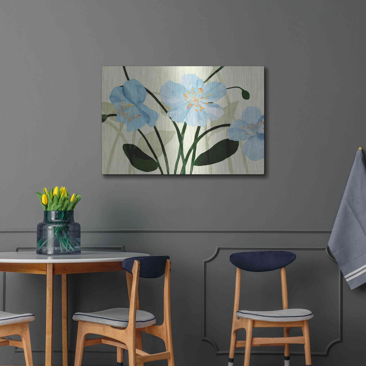 'Blue Poppies I' by Annie Warren – Metal Wall Art, 36x24 room view
