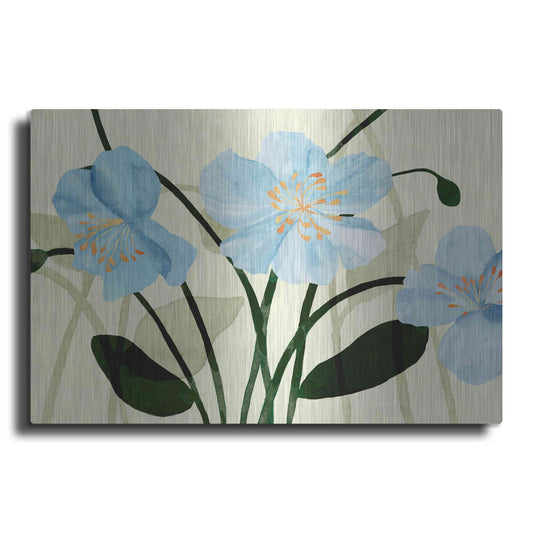 Luxe Metal Art 'Blue Poppies I' by Annie Warren, Metal Wall Art