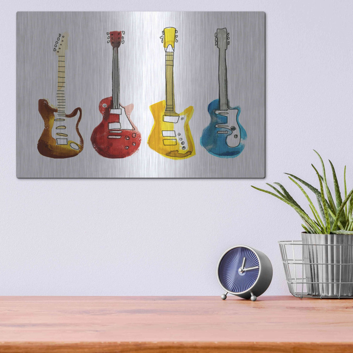 Luxe Metal Art 'String Band I' by Annie Warren, Metal Wall Art,16x12
