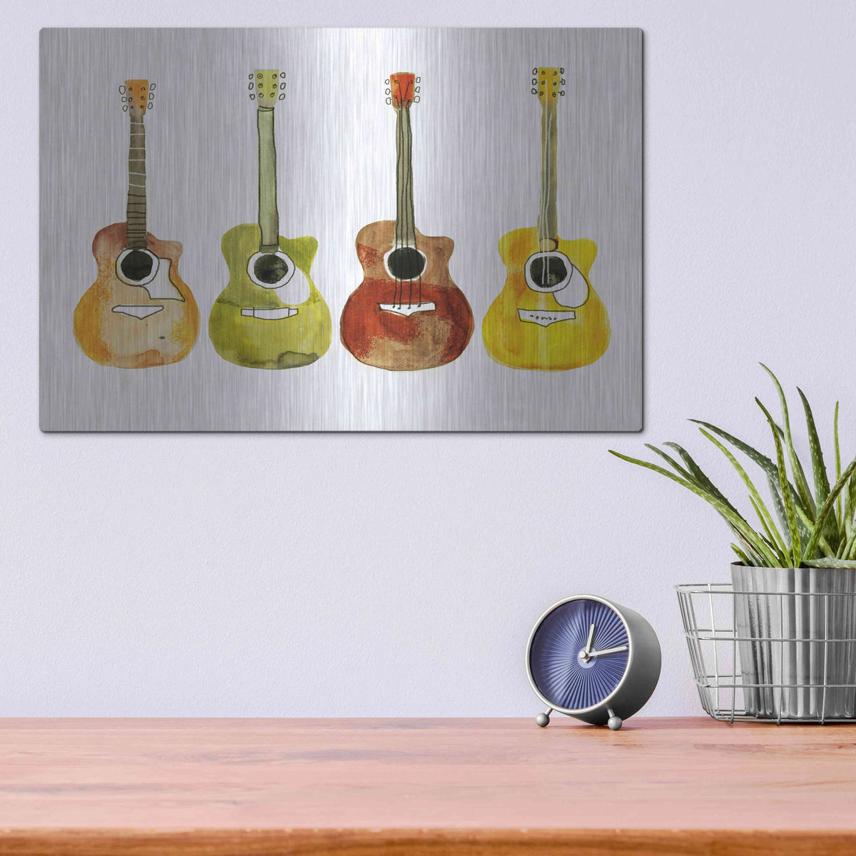 Luxe Metal Art 'String Band II' by Annie Warren, Metal Wall Art,16x12