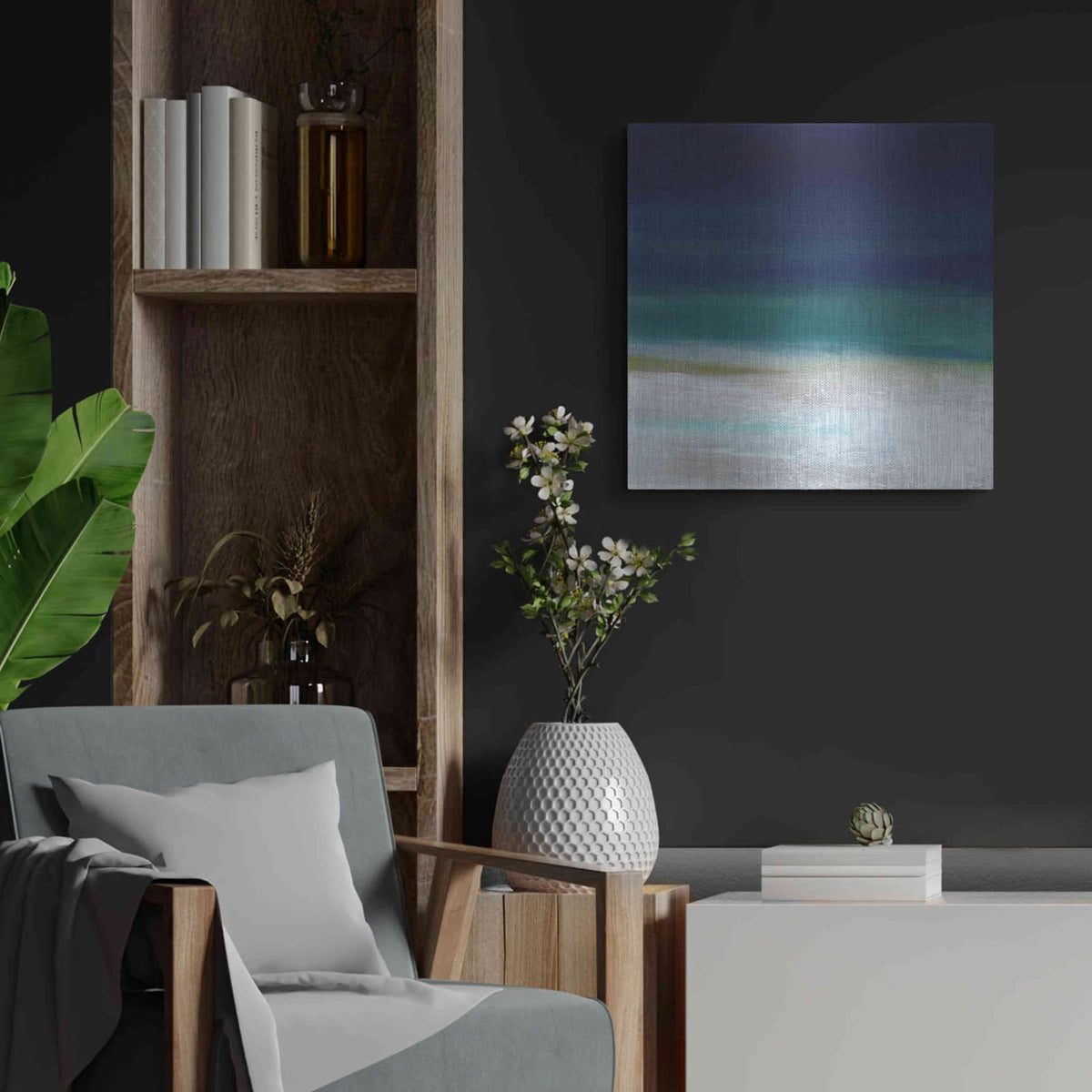 'Beach IV' by Linda Woods – Metal Wall Art, 24x24 room view