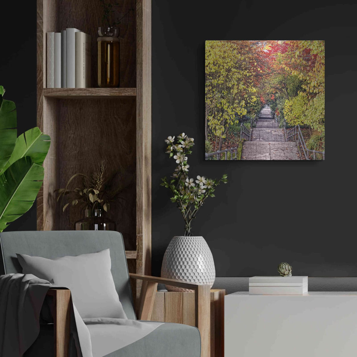 'Autumn Tunnel' by Colby Chester – Metal Wall Art, 24x24 room view