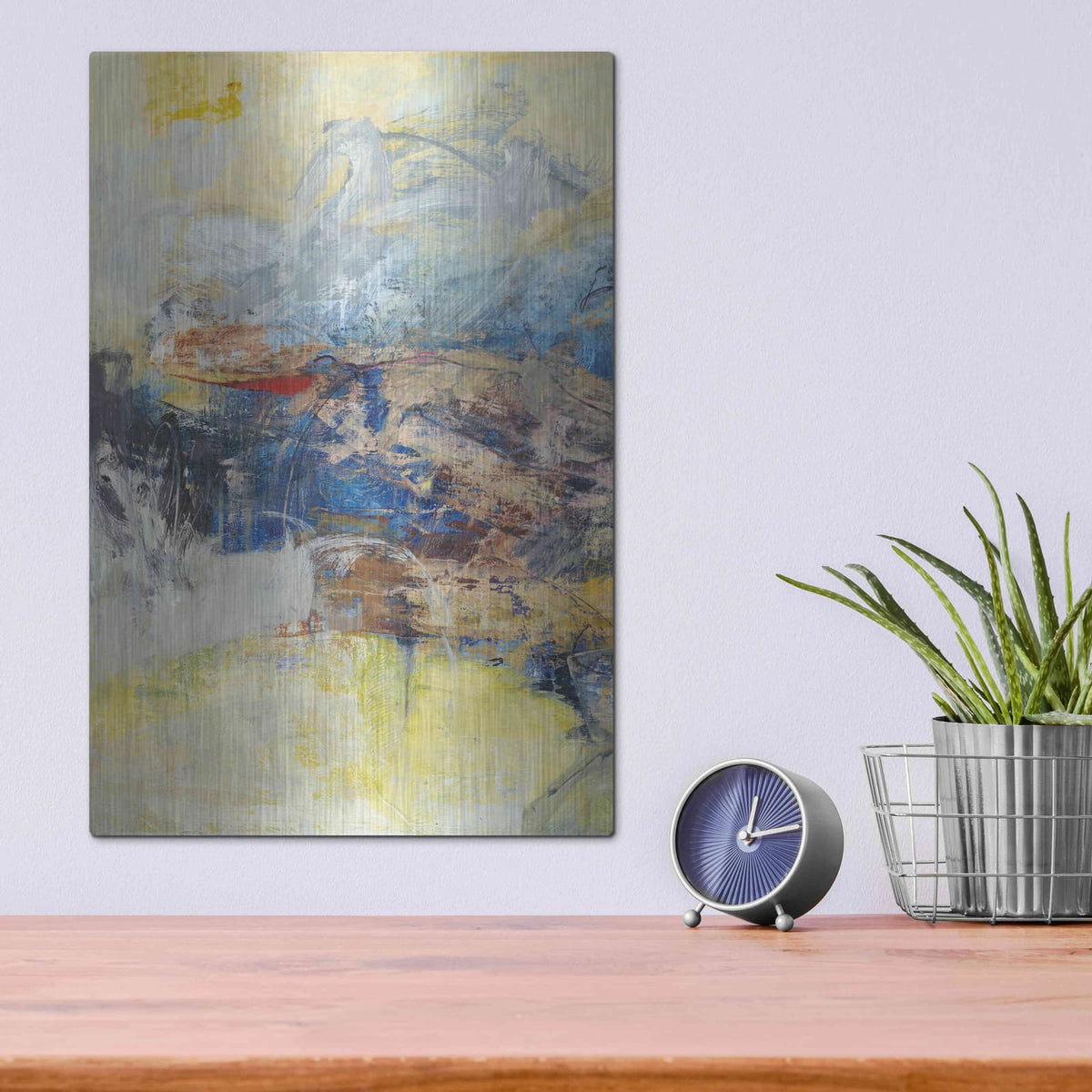 'Textured Triptych I' by Jodi Fuchs – Metal Wall Art, 12x16 room view