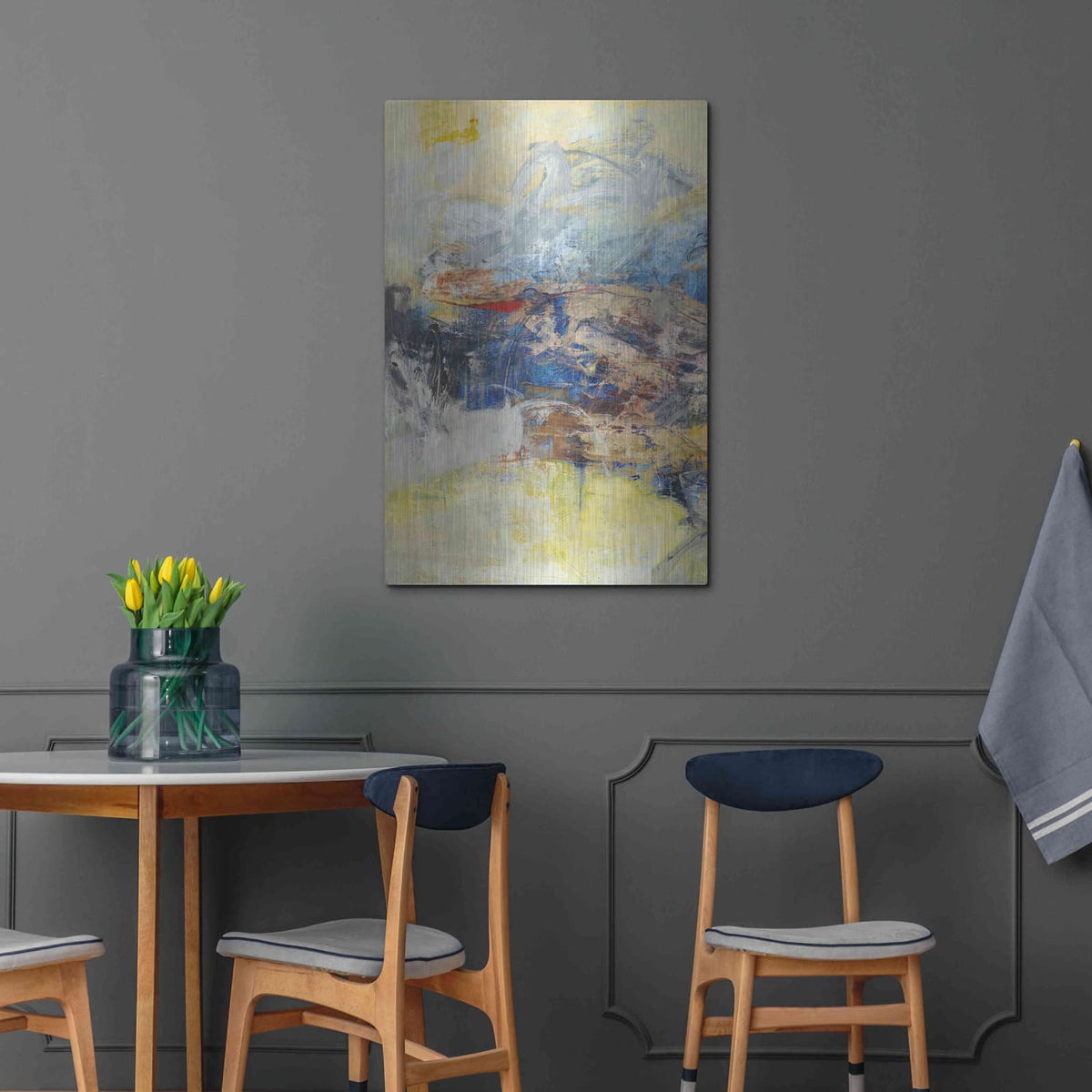 'Textured Triptych I' by Jodi Fuchs – Metal Wall Art, 24x36 room view