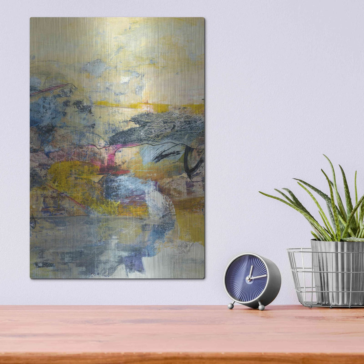 'Textured Triptych II' by Jodi Fuchs – Metal Wall Art, 12x16 room view