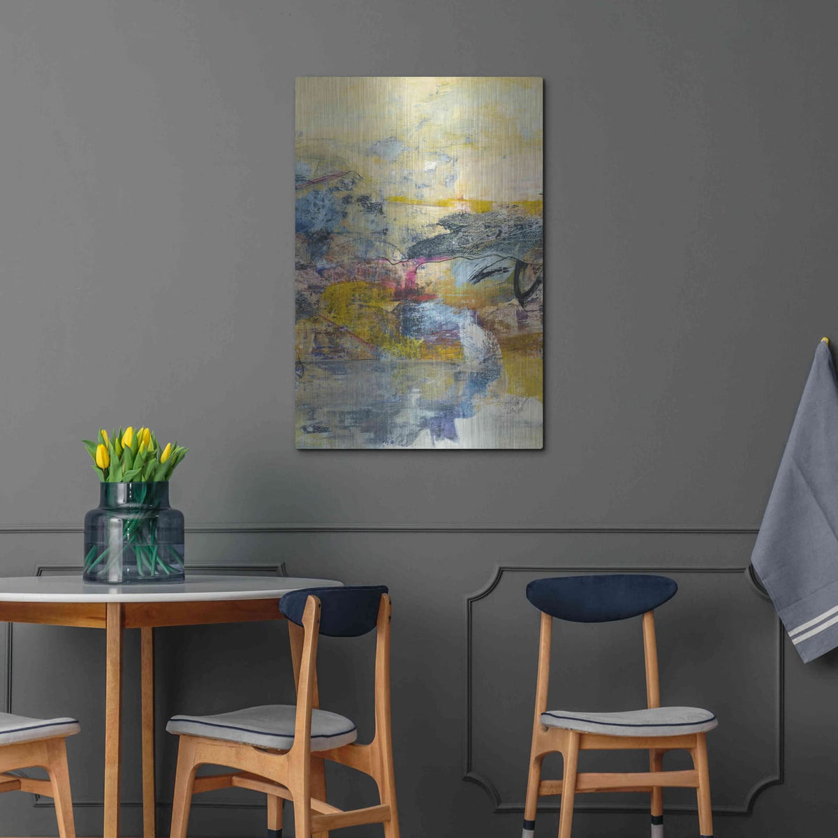 'Textured Triptych II' by Jodi Fuchs – Metal Wall Art, 24x36 room view