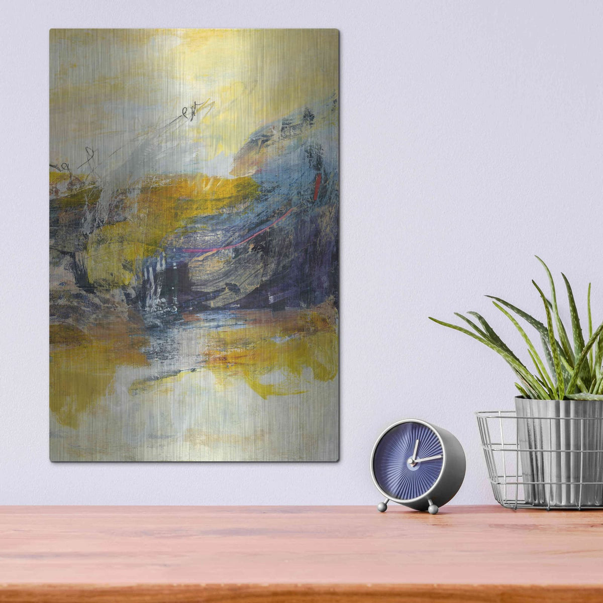 'Textured Triptych III' by Jodi Fuchs – Metal Wall Art, 12x16 room view