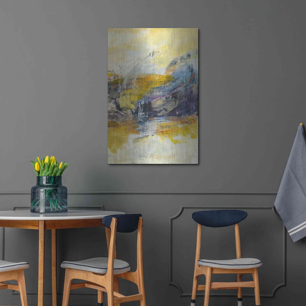 'Textured Triptych III' by Jodi Fuchs – Metal Wall Art, 24x36 room view