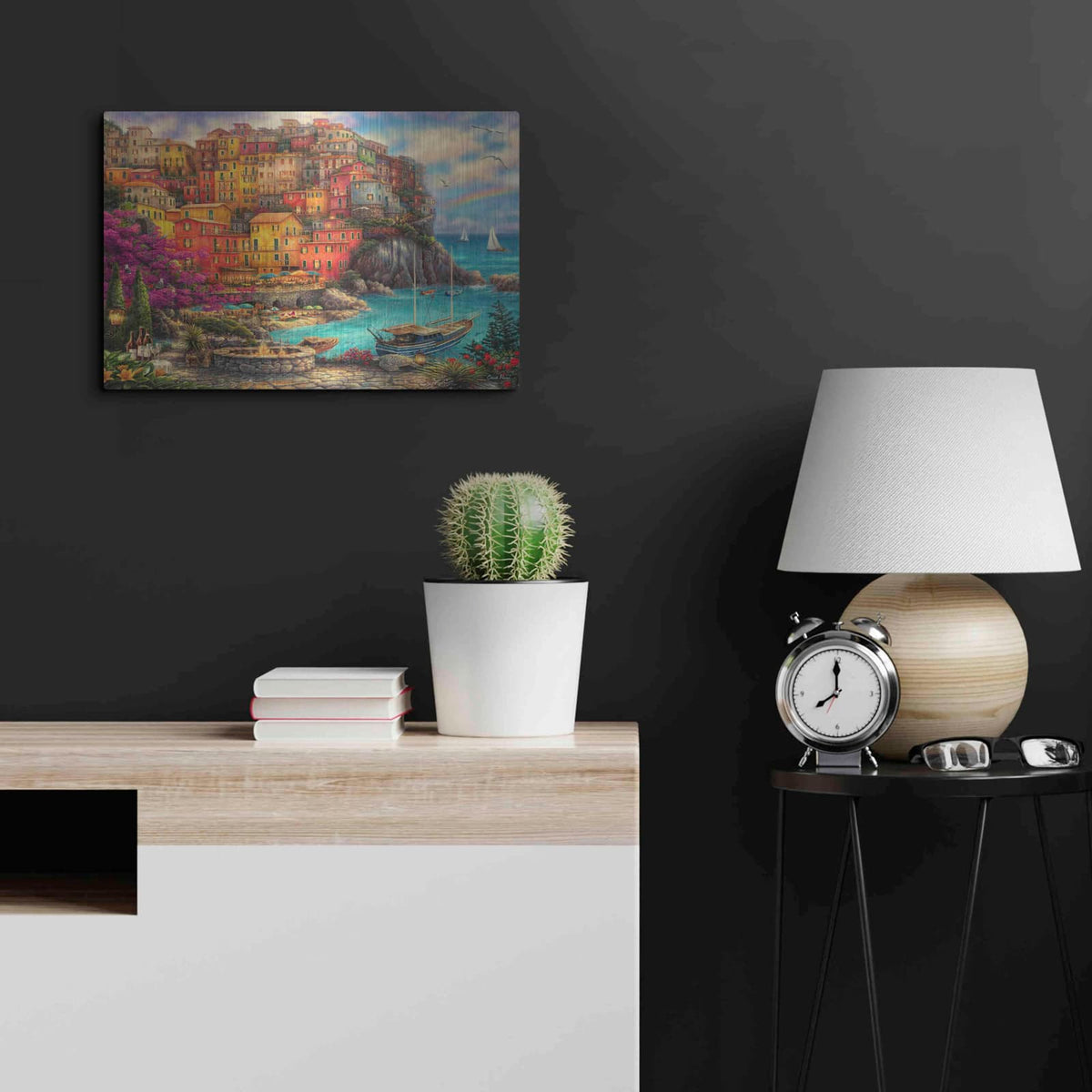 'A Beautiful Day at Cinque Terre' by Chuck Pinson – Metal Wall Art, 24x16 room view