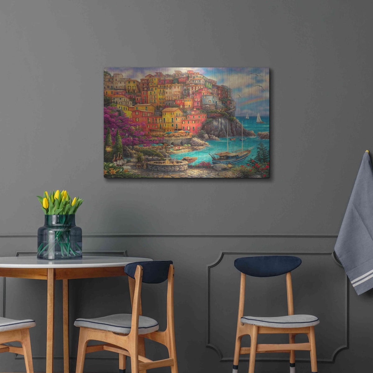 'A Beautiful Day at Cinque Terre' by Chuck Pinson – Metal Wall Art, 36x24 room view