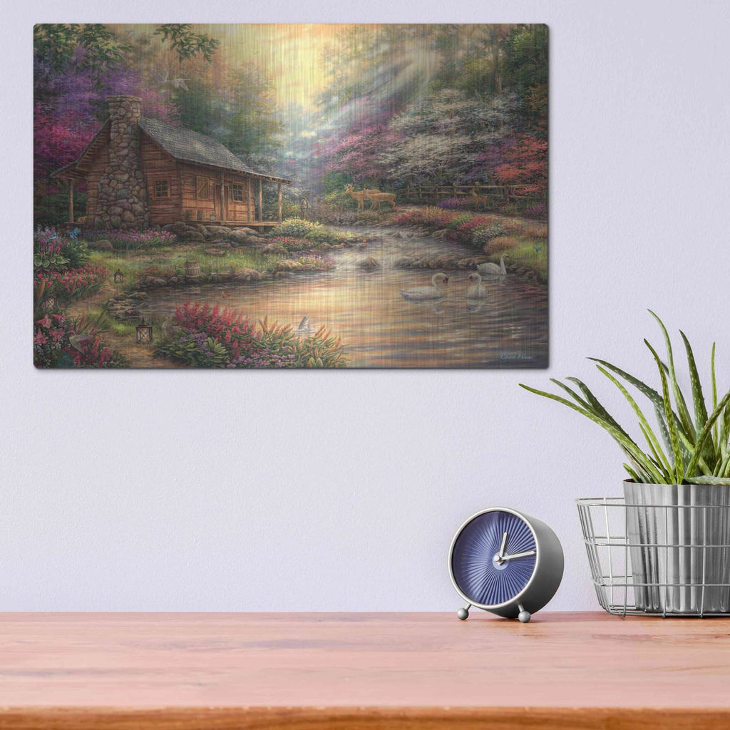 'Brookside Retreat' by Chuck Pinson – Metal Wall Art, 16x12 room view
