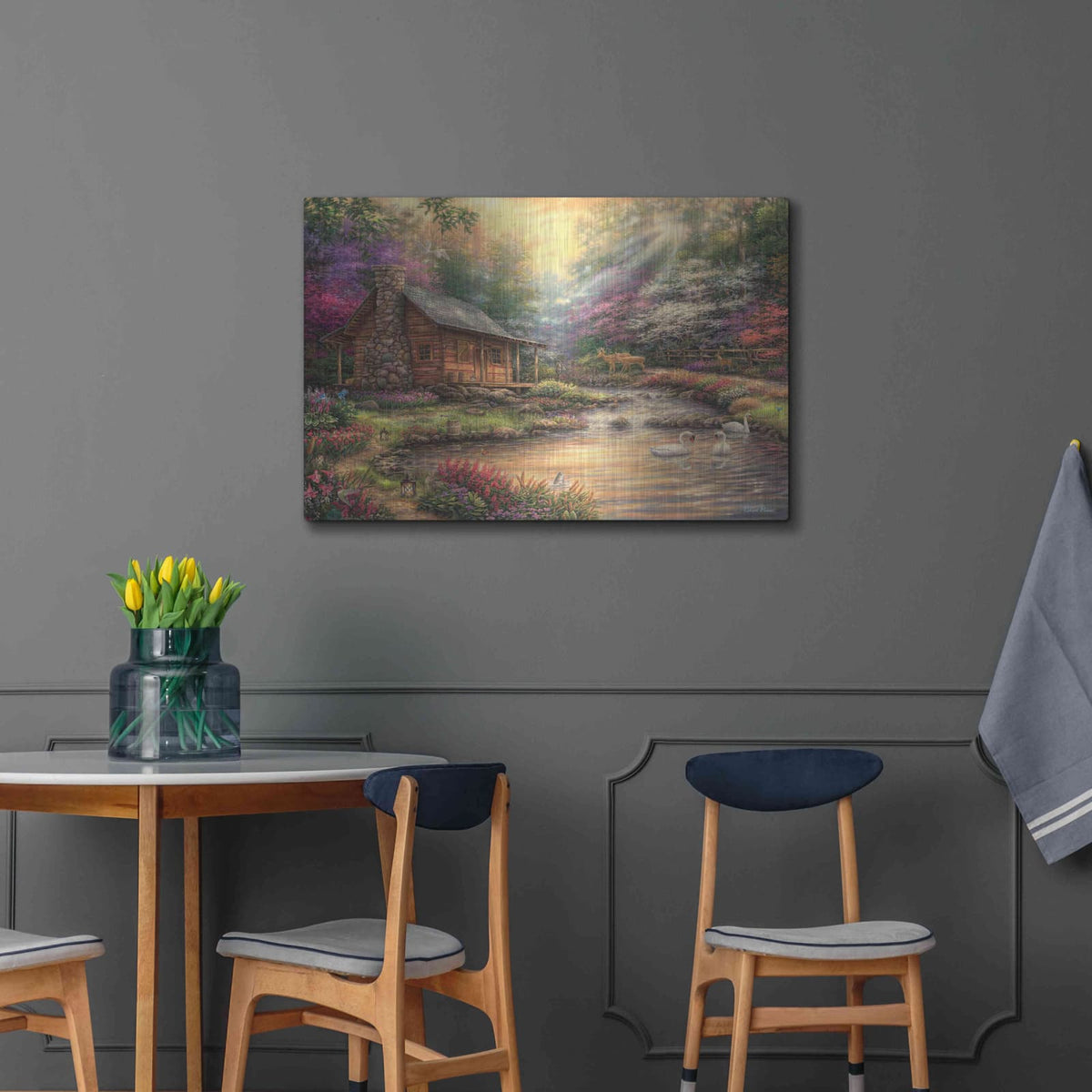 'Brookside Retreat' by Chuck Pinson – Metal Wall Art, 36x24 room view