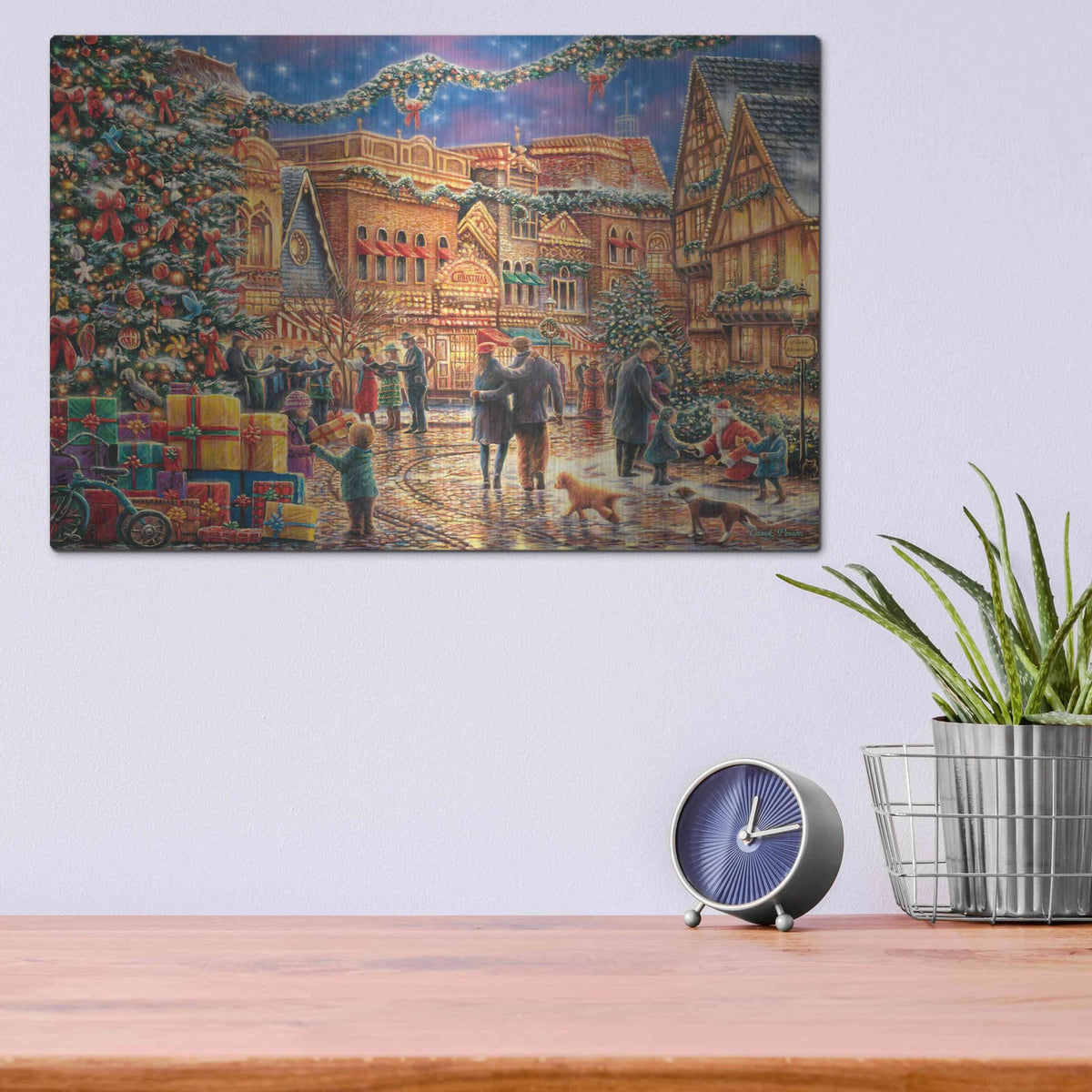 'Christmas at Town Square' by Chuck Pinson – Metal Wall Art, 16x12 room view