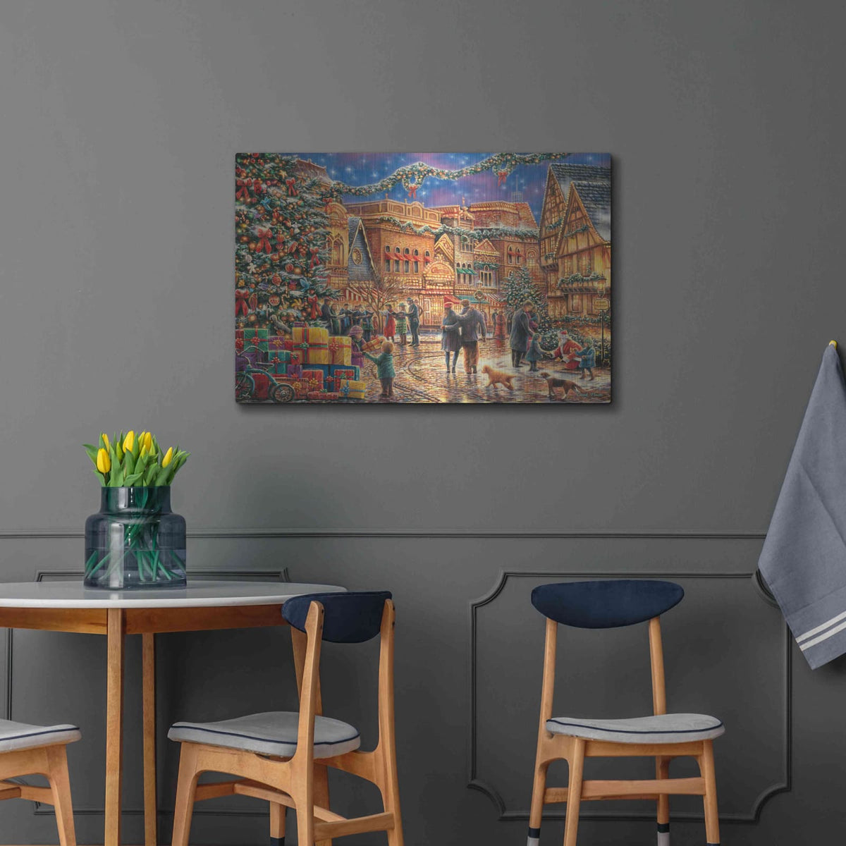 'Christmas at Town Square' by Chuck Pinson – Metal Wall Art, 36x24 room view