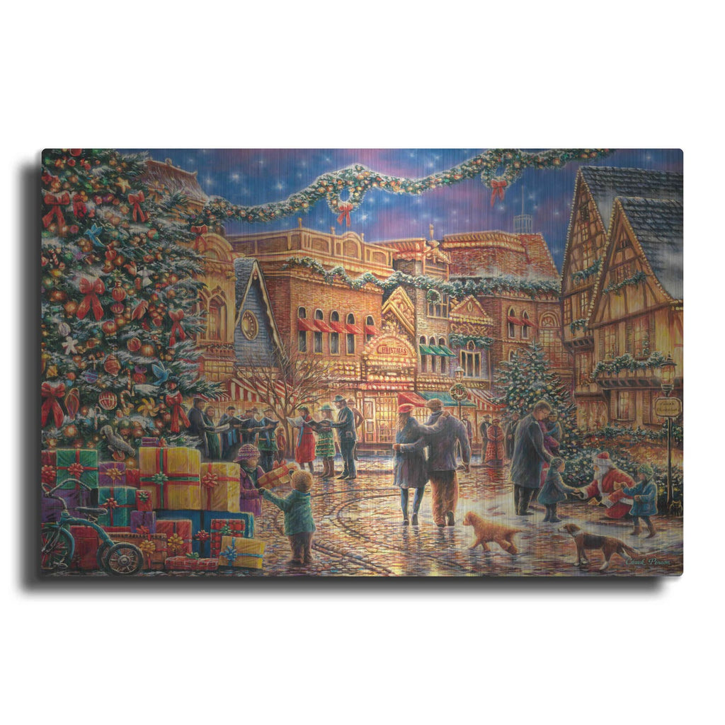 'Christmas at Town Square' by Chuck Pinson – Metal Wall Art