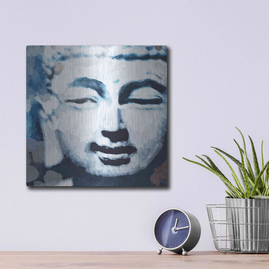 'Peaceful Buddha II' by Linda Woods – Metal Wall Art, 12x12 room view