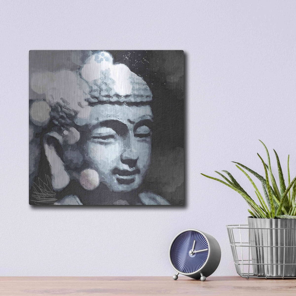 'Peaceful Buddha III' by Linda Woods – Metal Wall Art, 12x12 room view