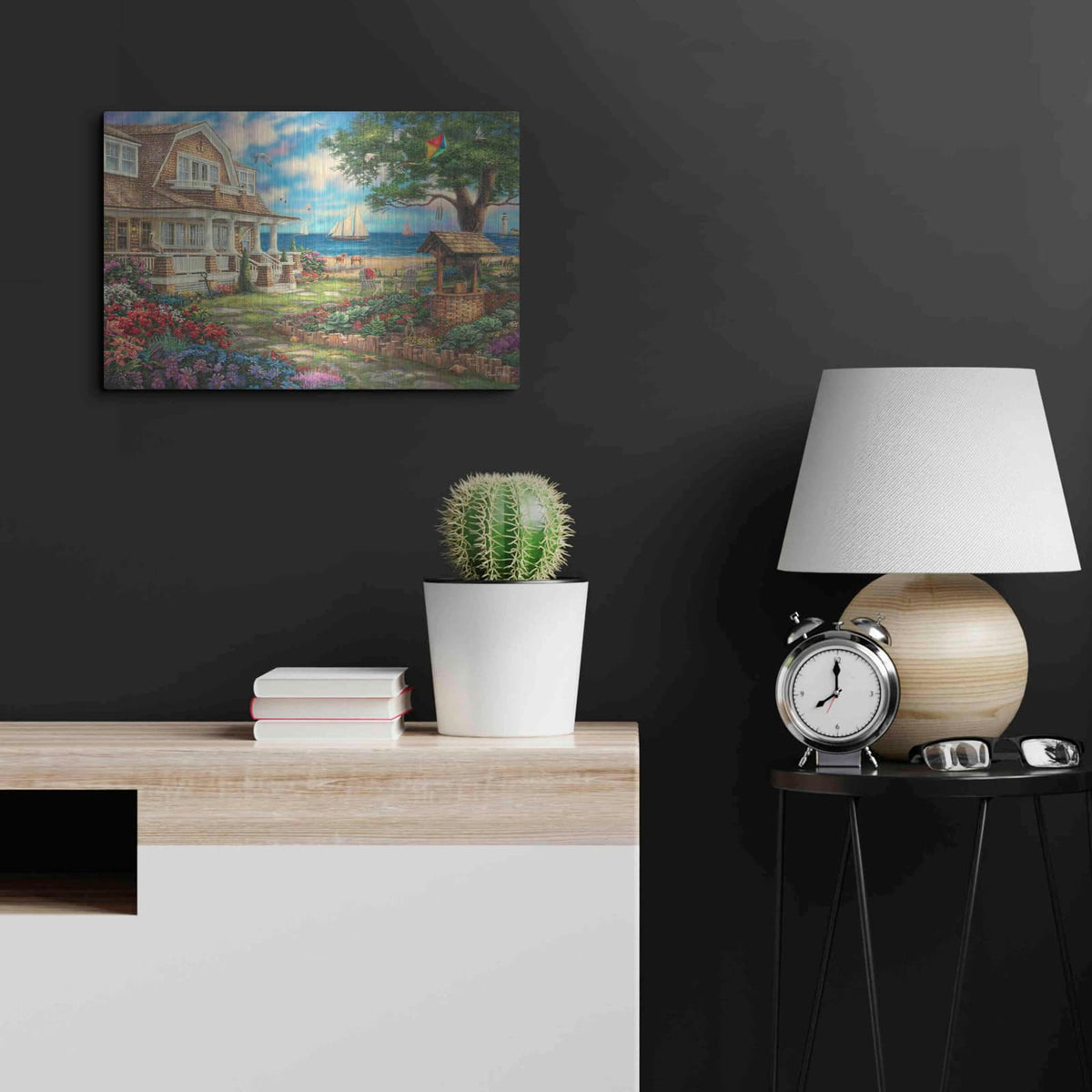 'Sea Garden Cottage' by Chuck Pinson – Metal Wall Art, 24x16 room view