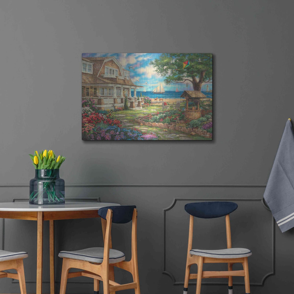 'Sea Garden Cottage' by Chuck Pinson – Metal Wall Art, 36x24 room view