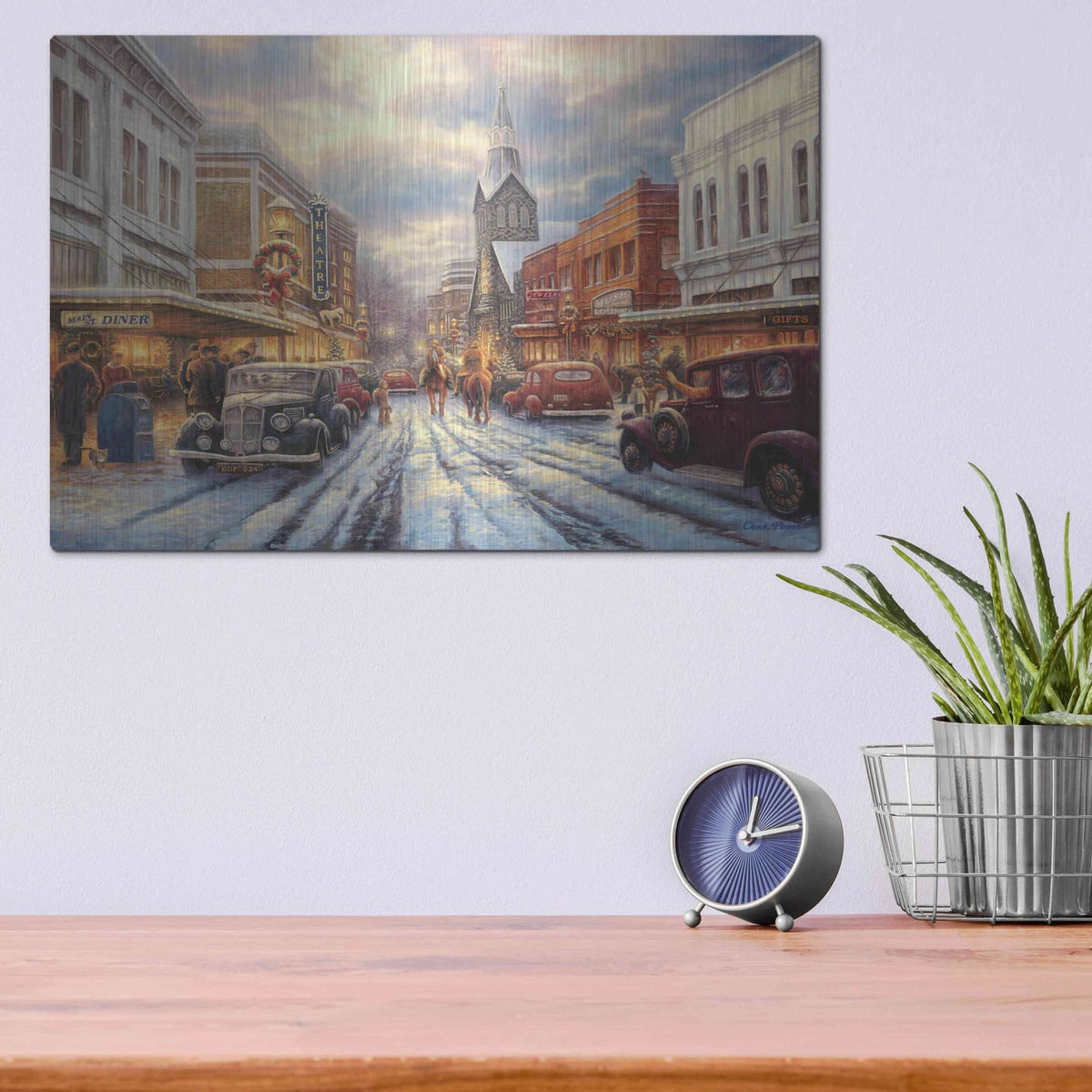 'The Warmth of Small Town Living' by Chuck Pinson – Metal Wall Art, 16x12 room view