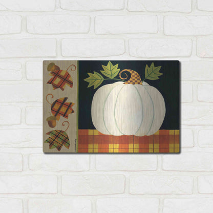 Luxe Metal Art 'White Pumpkin' by Bernadette Deming, Metal Wall Art,16x12