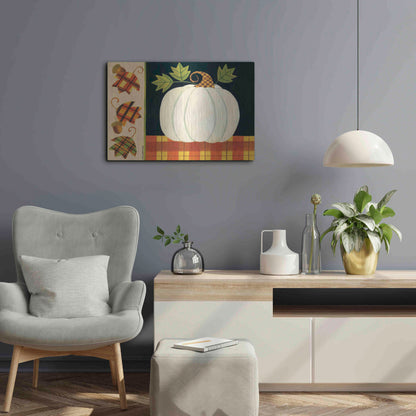 Luxe Metal Art 'White Pumpkin' by Bernadette Deming, Metal Wall Art,24x16