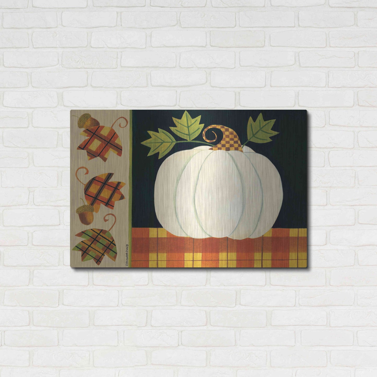 Luxe Metal Art 'White Pumpkin' by Bernadette Deming, Metal Wall Art,36x24