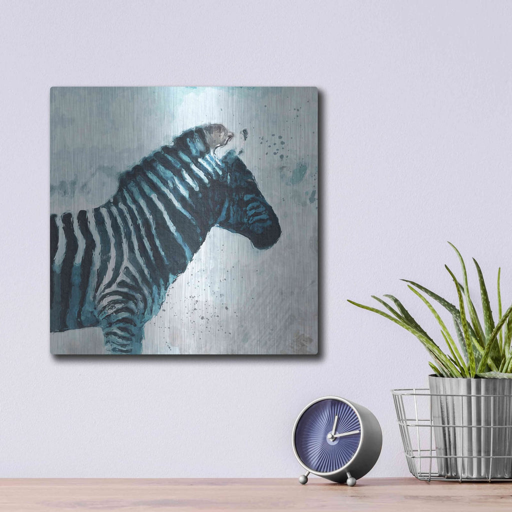 'Zebra' by Linda Woods – Metal Wall Art, 12x12 room view