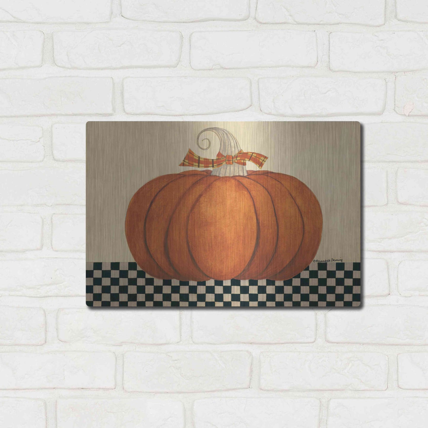 Luxe Metal Art 'Russet Pumpkin' by Bernadette Deming, Metal Wall Art,16x12