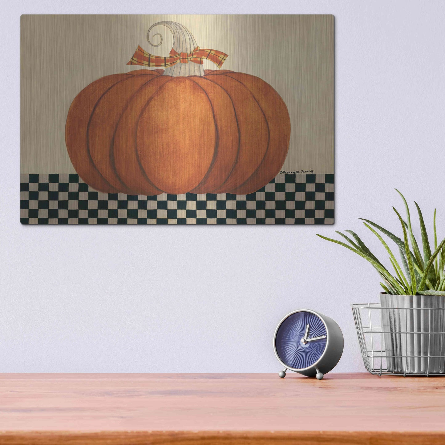 Luxe Metal Art 'Russet Pumpkin' by Bernadette Deming, Metal Wall Art,16x12