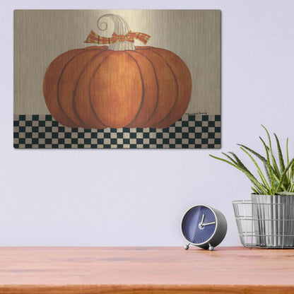 Luxe Metal Art 'Russet Pumpkin' by Bernadette Deming, Metal Wall Art,16x12