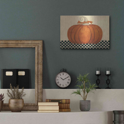 Luxe Metal Art 'Russet Pumpkin' by Bernadette Deming, Metal Wall Art,16x12