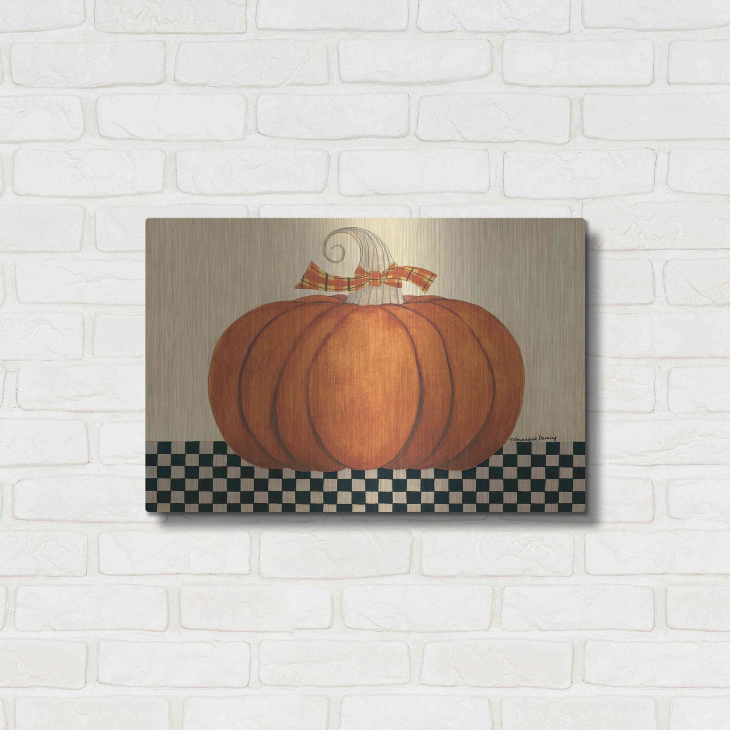 Luxe Metal Art 'Russet Pumpkin' by Bernadette Deming, Metal Wall Art,24x16