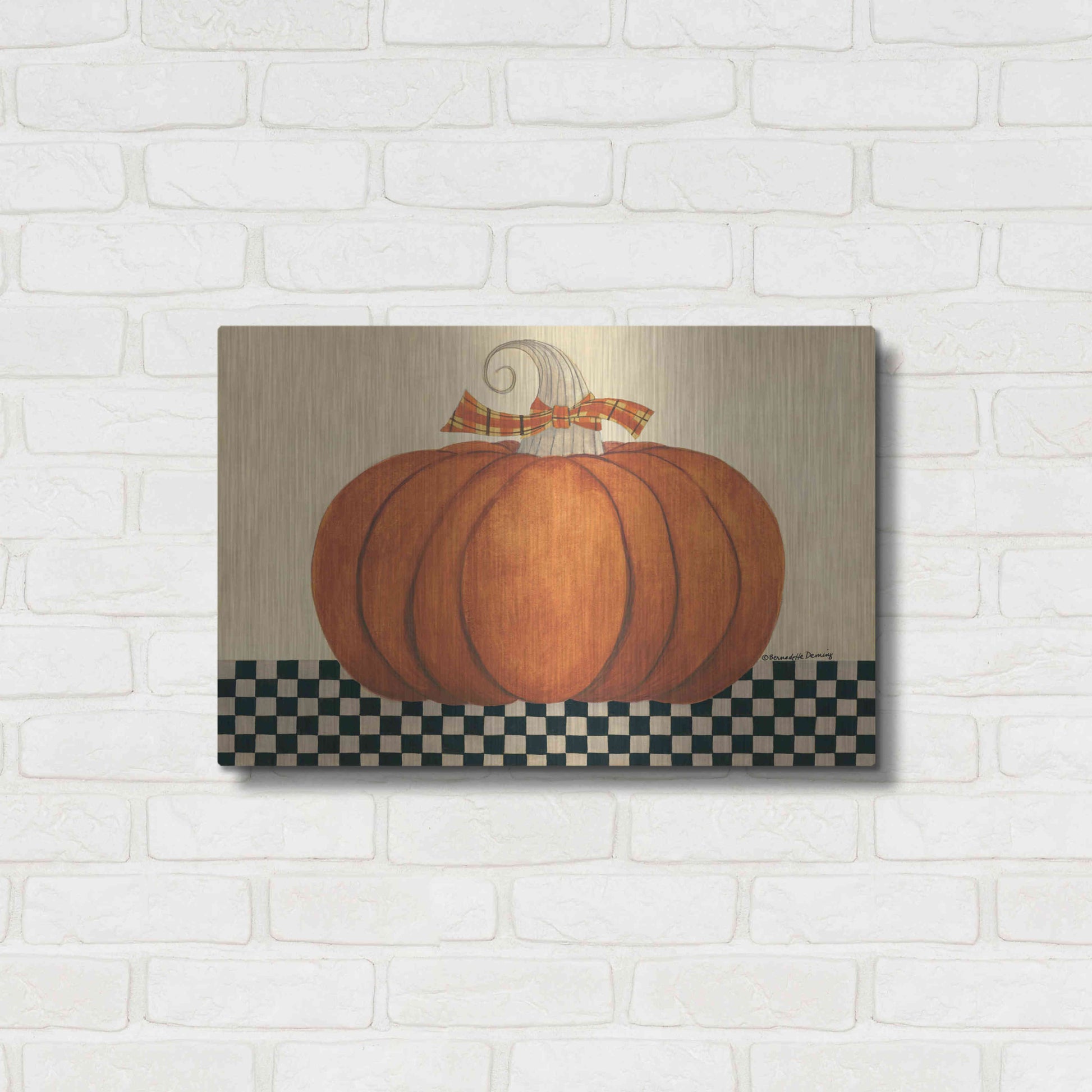 Luxe Metal Art 'Russet Pumpkin' by Bernadette Deming, Metal Wall Art,24x16