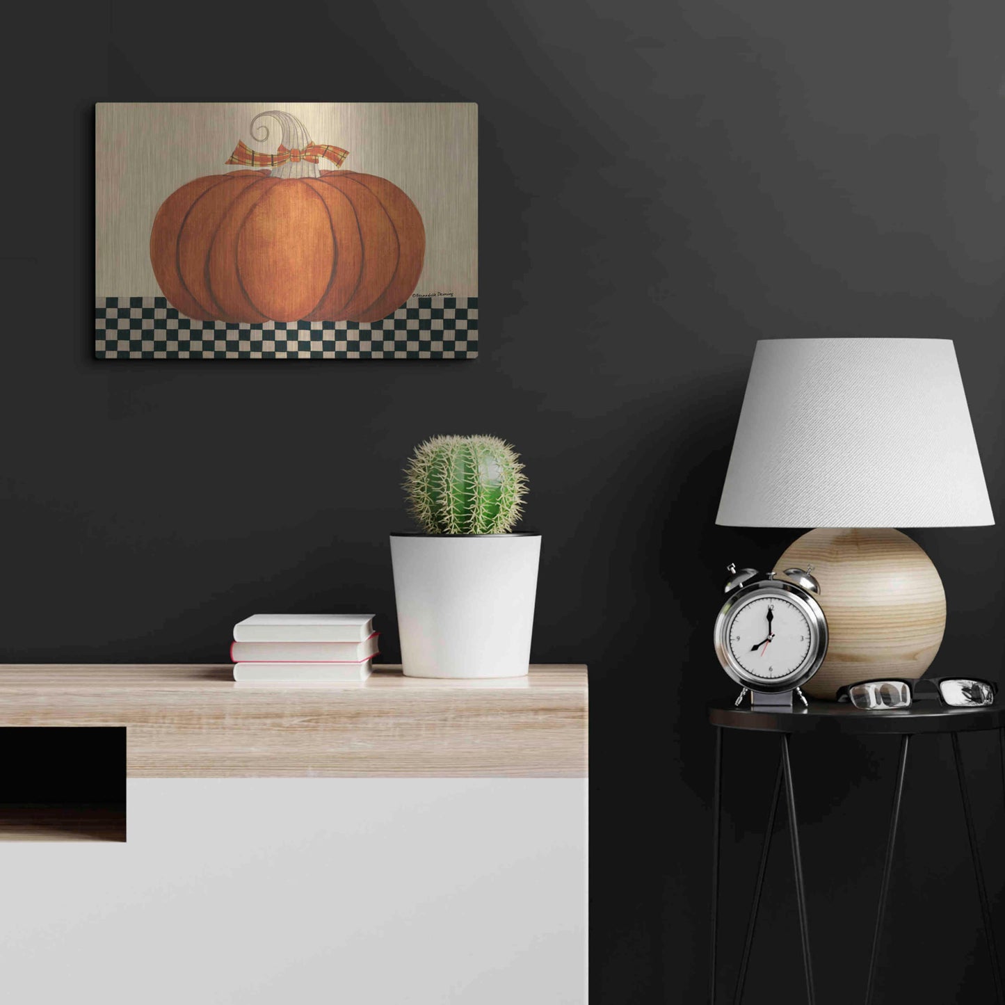 Luxe Metal Art 'Russet Pumpkin' by Bernadette Deming, Metal Wall Art,24x16
