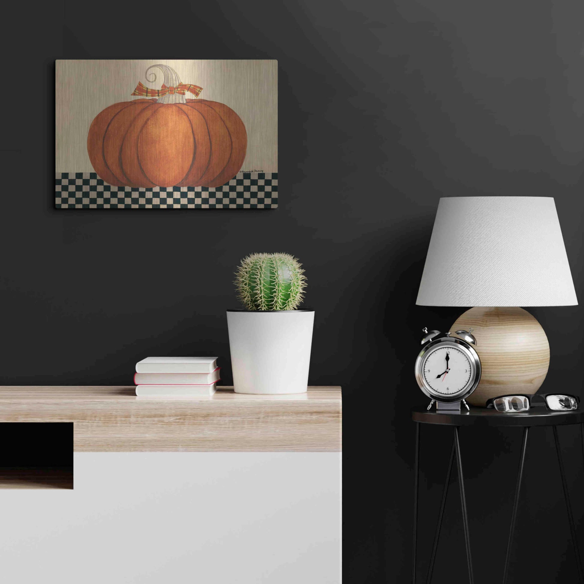 Luxe Metal Art 'Russet Pumpkin' by Bernadette Deming, Metal Wall Art,24x16