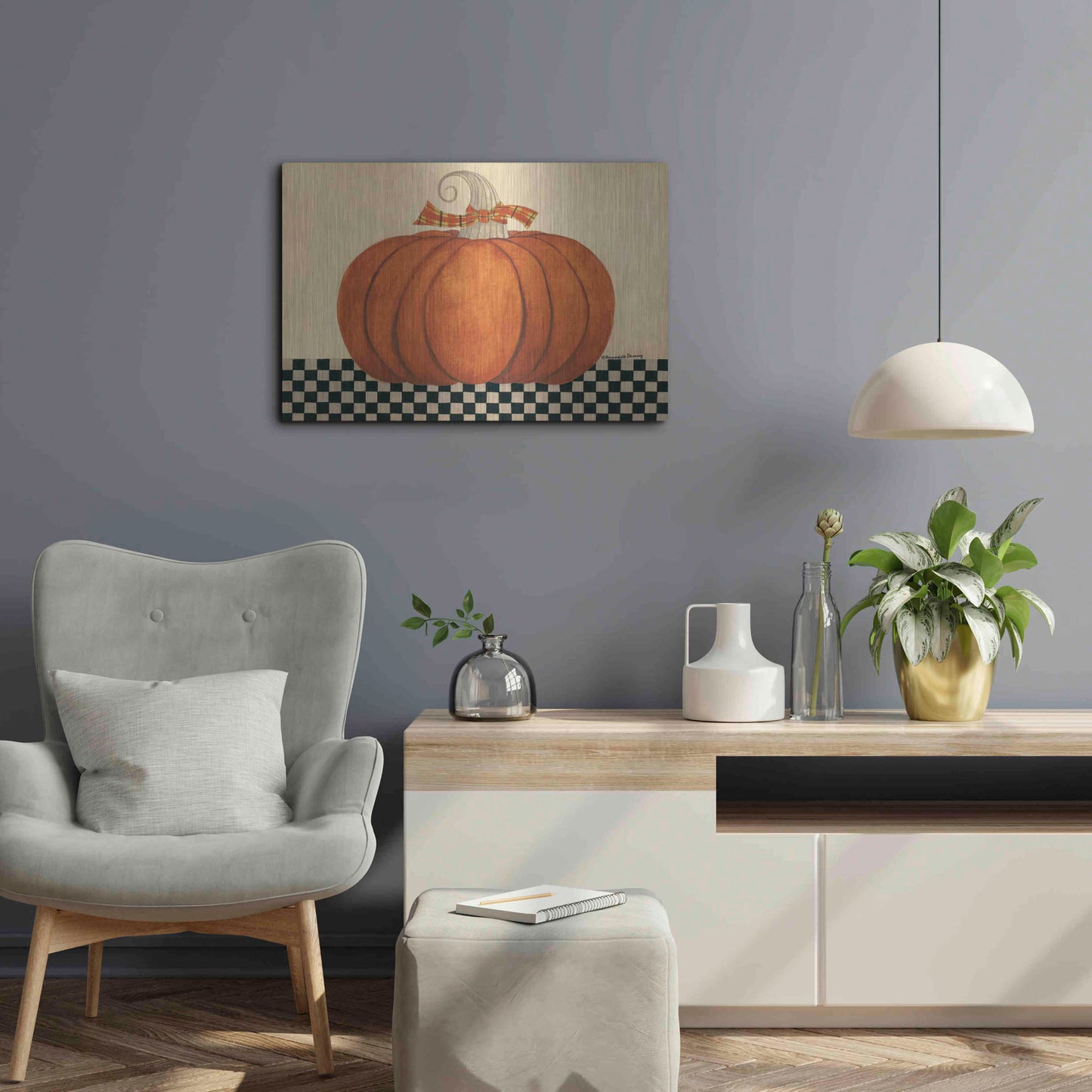 Luxe Metal Art 'Russet Pumpkin' by Bernadette Deming, Metal Wall Art,24x16