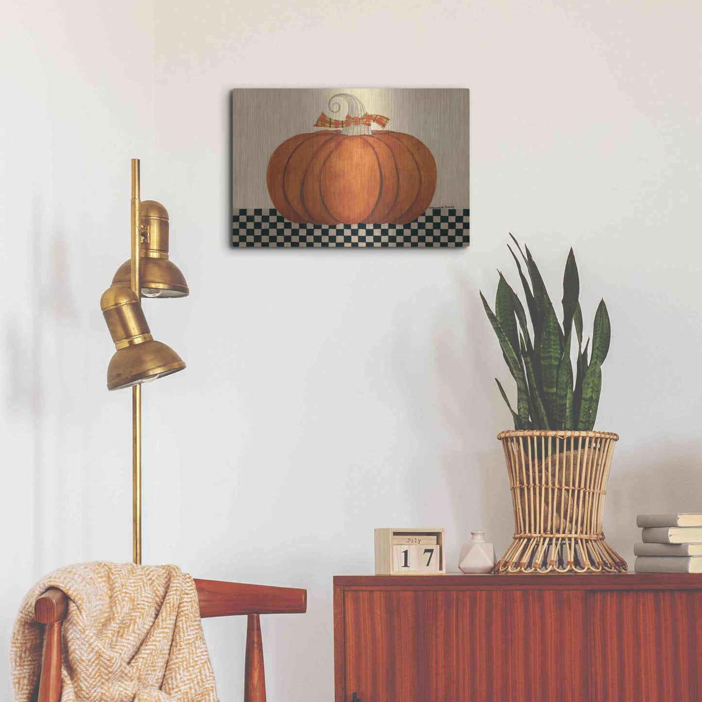 Luxe Metal Art 'Russet Pumpkin' by Bernadette Deming, Metal Wall Art,24x16