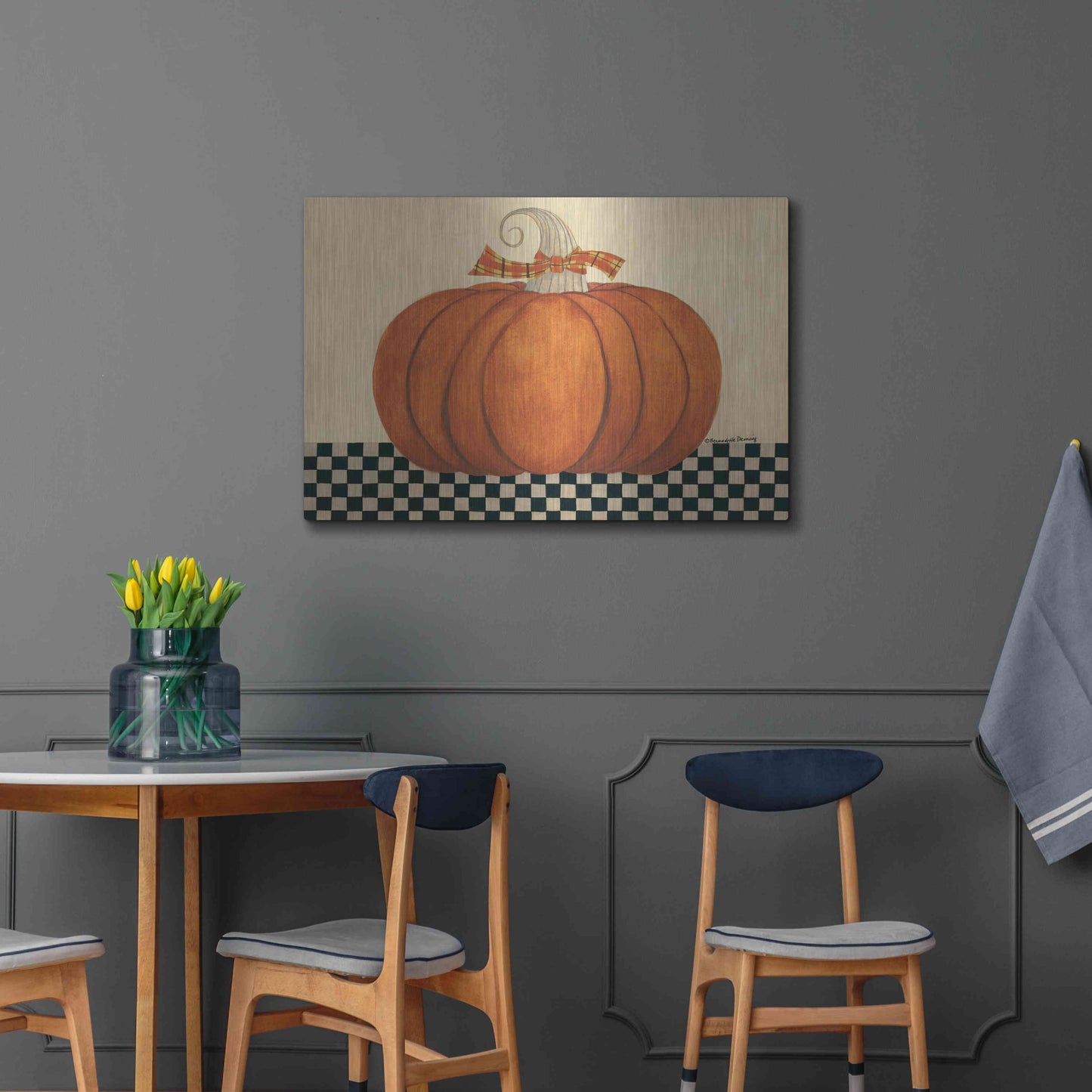 Luxe Metal Art 'Russet Pumpkin' by Bernadette Deming, Metal Wall Art,36x24