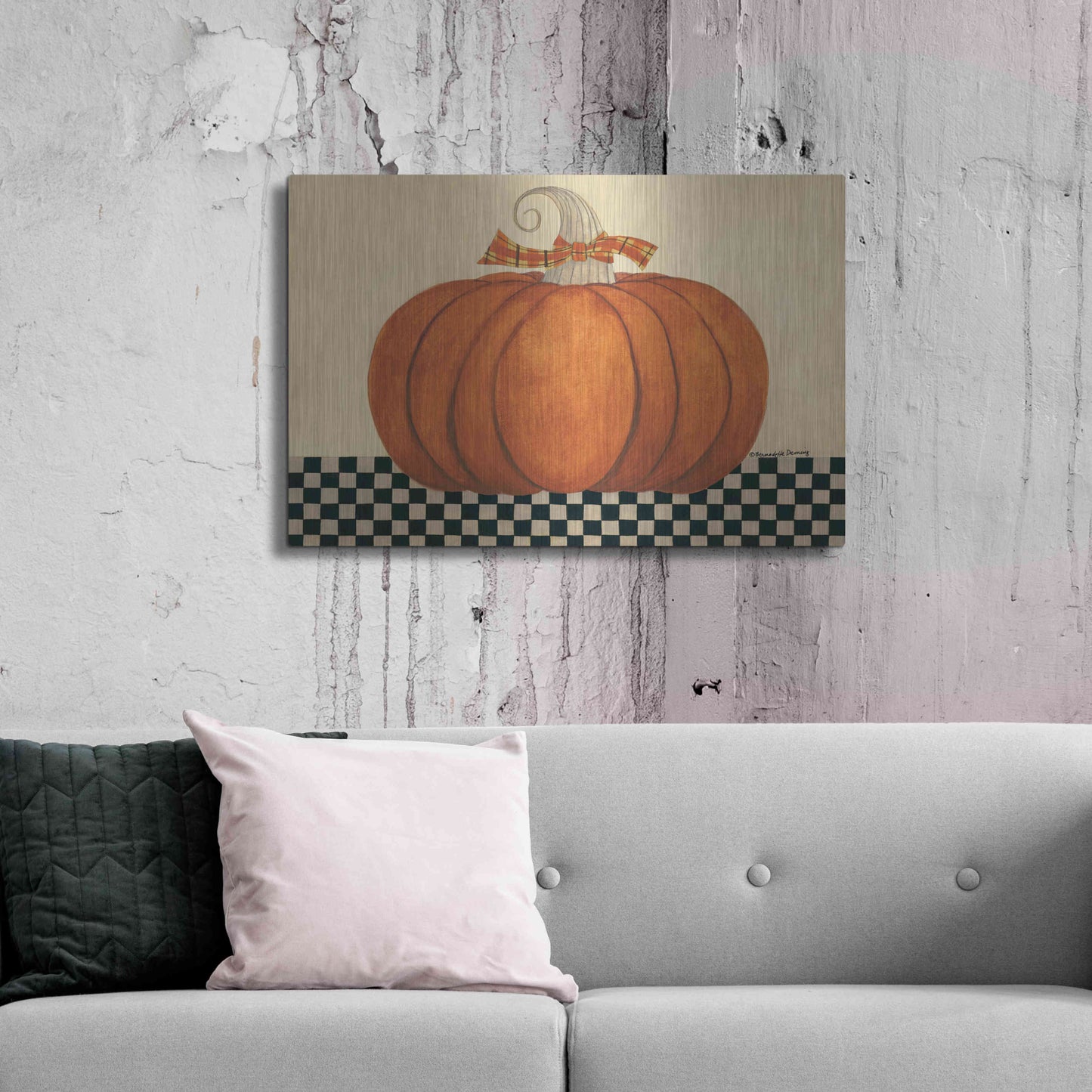 Luxe Metal Art 'Russet Pumpkin' by Bernadette Deming, Metal Wall Art,36x24