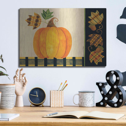 Luxe Metal Art 'Pumpkin' by Bernadette Deming, Metal Wall Art,16x12