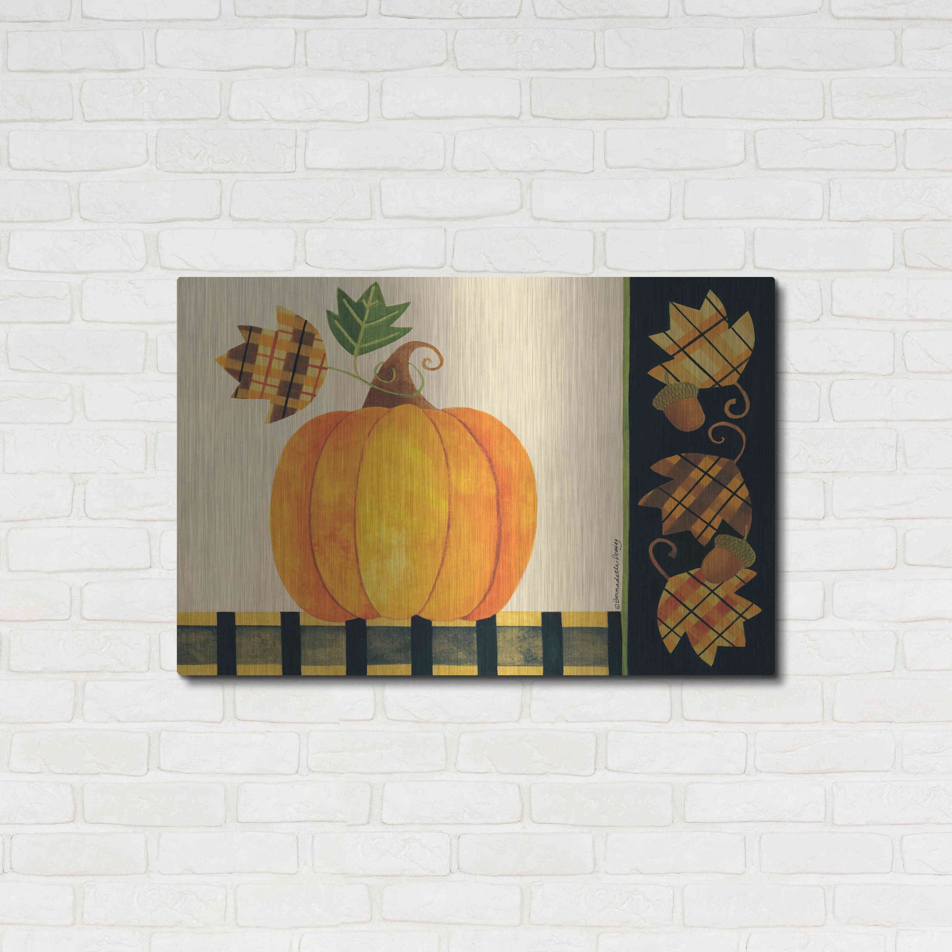 Luxe Metal Art 'Pumpkin' by Bernadette Deming, Metal Wall Art,36x24