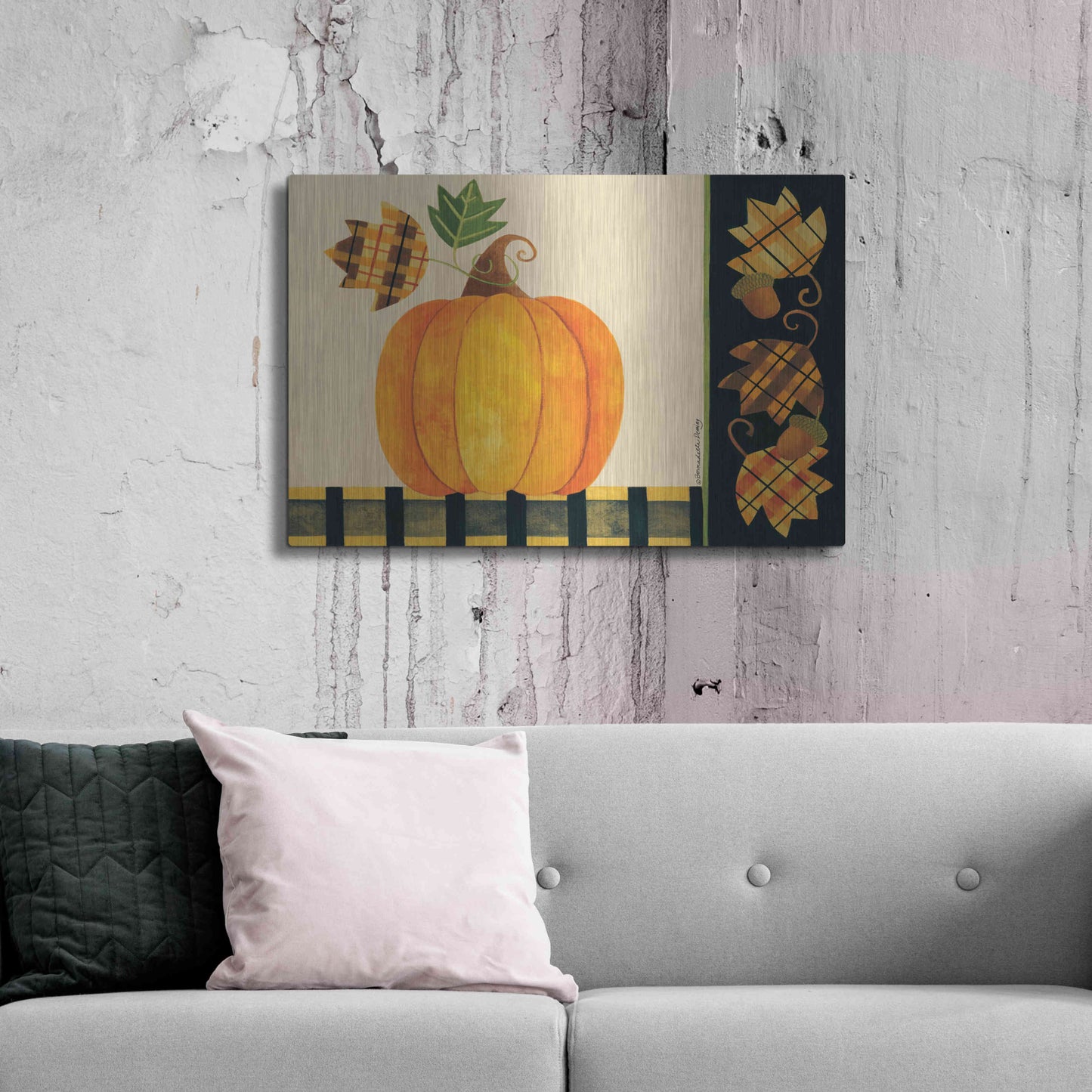 Luxe Metal Art 'Pumpkin' by Bernadette Deming, Metal Wall Art,36x24