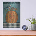 'Patterned Pumpkin and Bird' by Bernadette Deming – Metal Wall Art, 12x16 room view