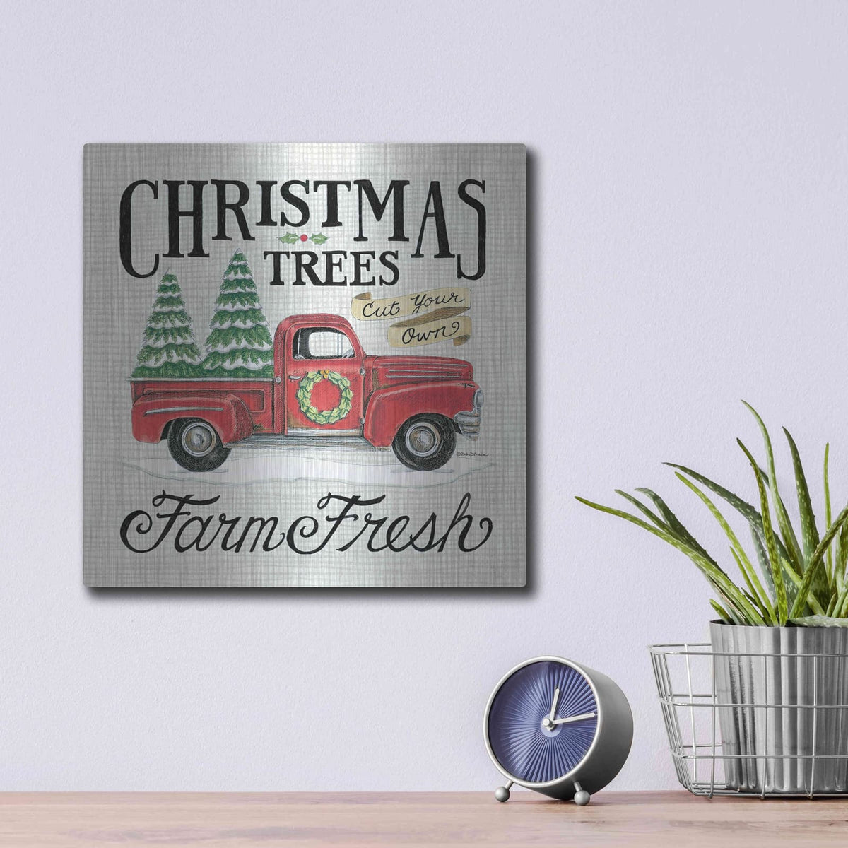 'Christmas Trees' by Deb Strain – Metal Wall Art, 12x12 room view