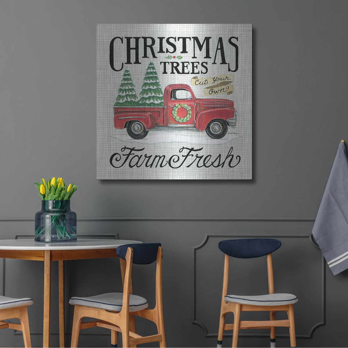 'Christmas Trees' by Deb Strain – Metal Wall Art, 36x36 room view