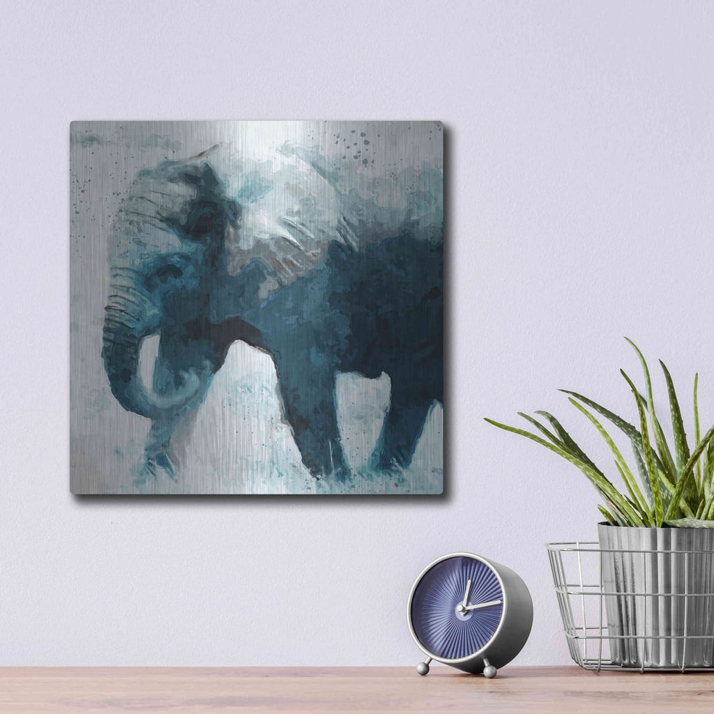 'Elephant' by Linda Woods – Metal Wall Art, 12x12 room view