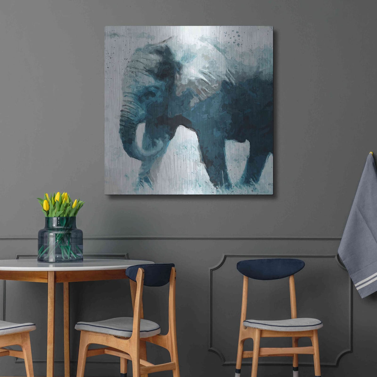 'Elephant' by Linda Woods – Metal Wall Art, 36x36 room view