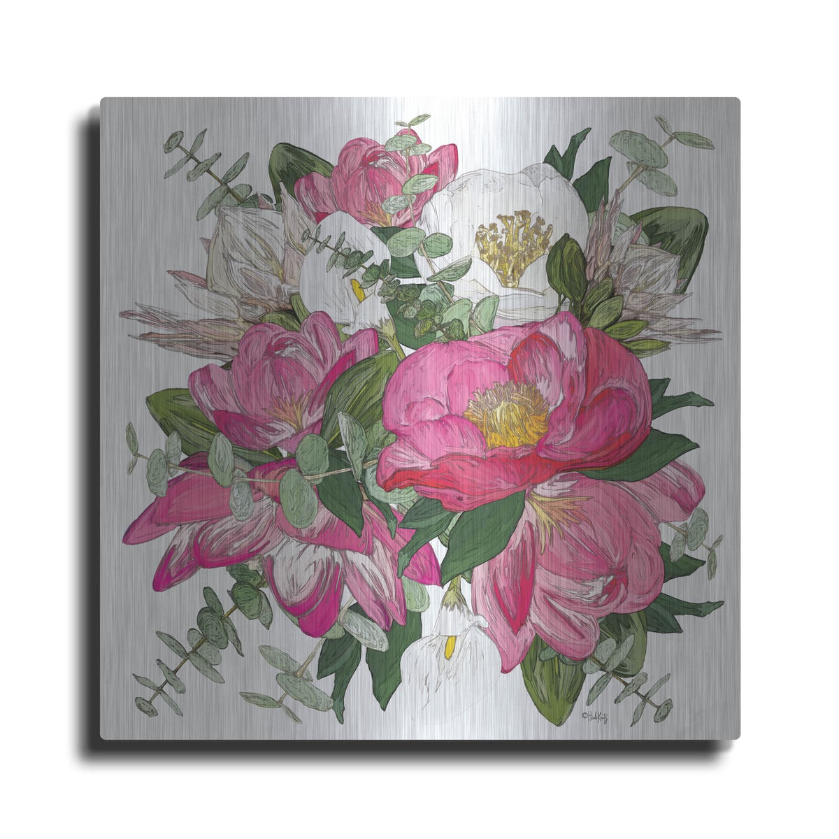 'Pink Floral Bouquet' by Heidi Kuntz – Metal Wall Art