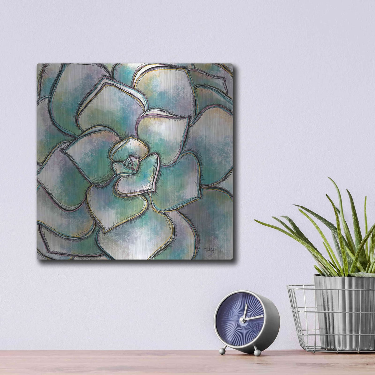 'Playful Succulent' by Heidi Kuntz – Metal Wall Art, 12x12 room view